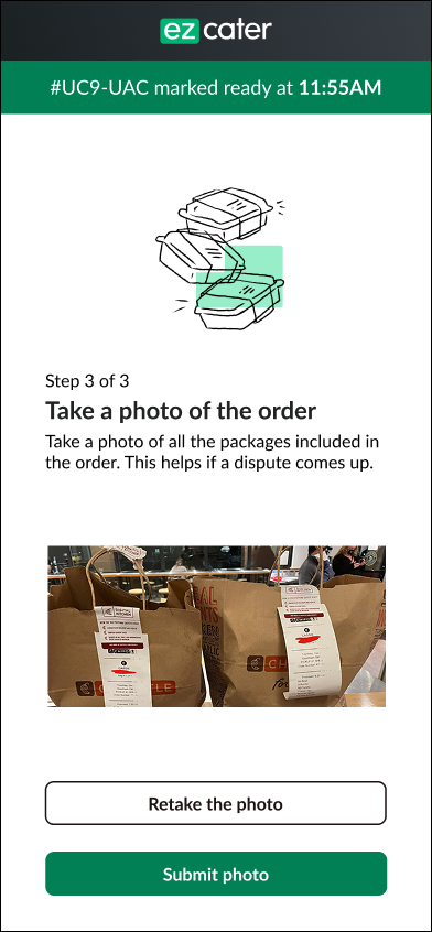 Step 3: Photo of the bagged order before submitting