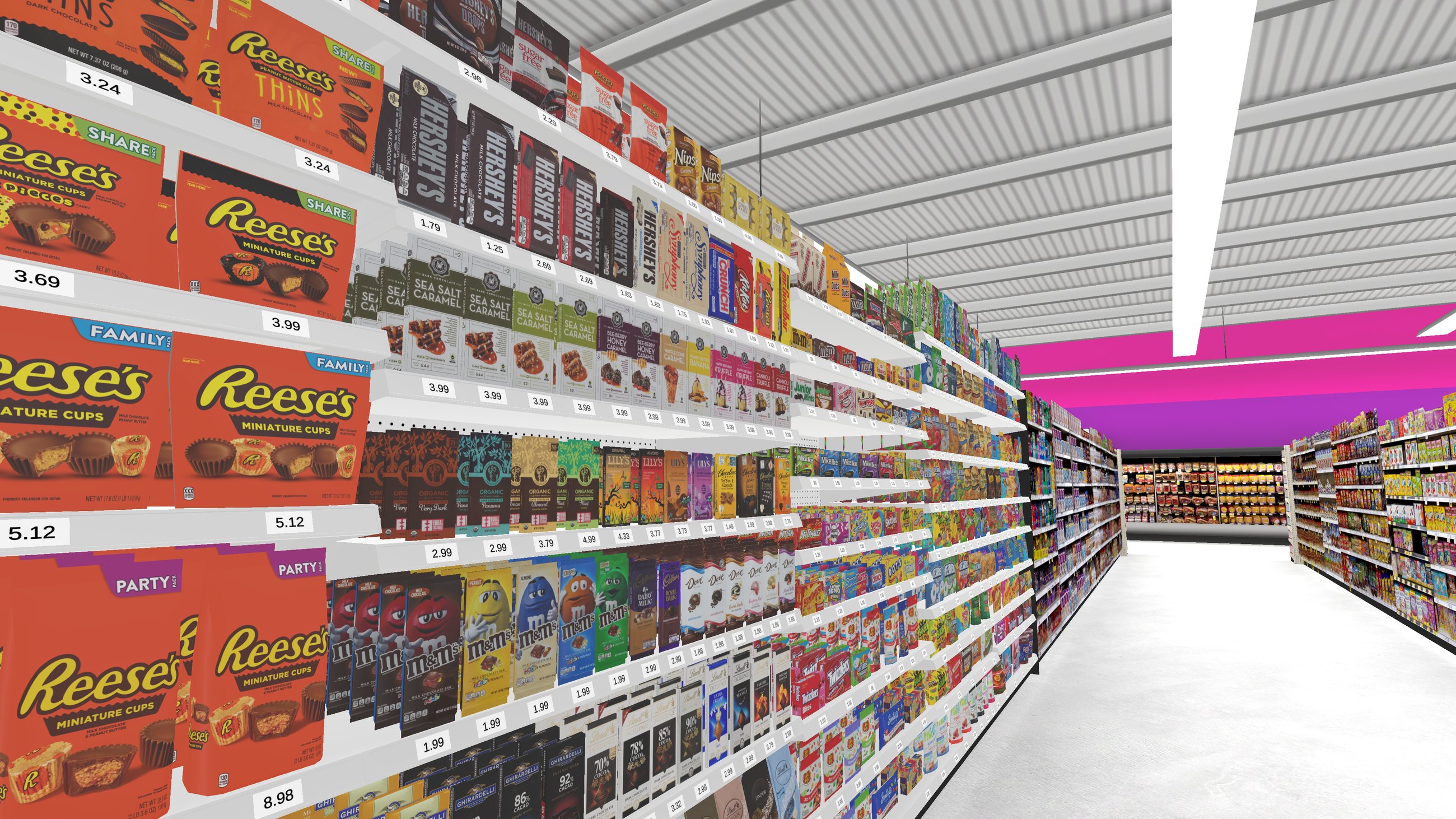 A shopper's view in VR during a study